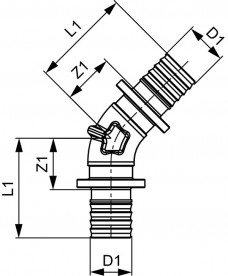 Куточок з'єднувальний 45 ° Tece TECEflex труба-труба 25 × 25 бронза 707167