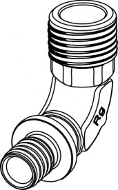 Уголок соединительный 90° с ниппелем TECE TECEflex внешняя резьба 20 х 3/4'' бронза 707803