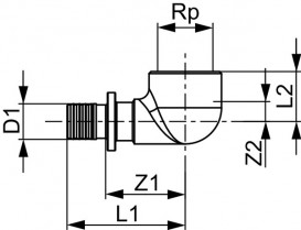 Куточок з'єднувальний 90 ° TECE TECEflex внутрішнє різьблення 14 х 1/2 бронза 708100