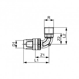 Кутник сполучний Tece TECElogo 90° з ніпелем 20хRp3/4 латунь 8610304