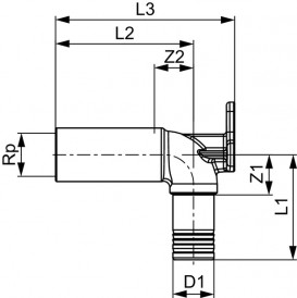 Уголок TECE TECElogo-Push с настенным креплением удлиненный 20xRp 1/2'' бронза/кремниевая бронза 8723008