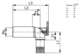 Уголок TECE TECElogo-Push с настенным креплением удлиненный 20xRp 1/2'' бронза/кремниевая бронза 8723008