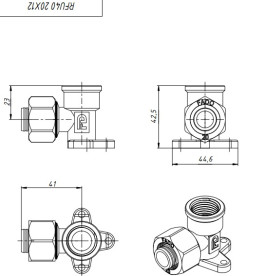 Куточок установочний Fado Compress з внутрішнім різьбленням 20х½'' нікельована латунь RFU40