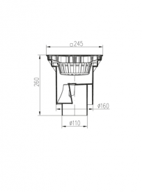 Вуличний трап MCH з вертикальним зливом D 110 решітка пластик чорний 328 P