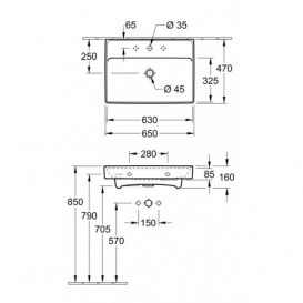 Раковина для ванної підвісна з переливом Villeroy & Boch Collaro 4A336501