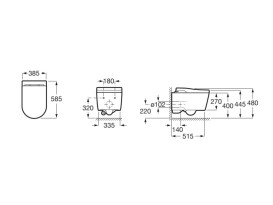 Унітаз-біде підвісний Roca Inspira Vortex In-Wash In-Tank 39х53 см з сидінням та бачком сантехнічна кераміка білий A803094001