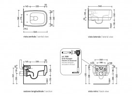 Унітаз Flaminia Flag Goclean підвісний без бачка без сидіння молочно-білий/графіт матовий FG118G STRIPES Latte + Grafite
