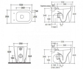 Унітаз Galassia Meg11 підлоговий без бачка без сидіння білий 5419