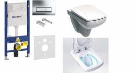 Унітаз Kolo Nova Pro Rimfree з сидінням інсталяцією Geberit Duofix Delta (3в1) і змивний клавішею Delta 51 M39018000 + 458.126.00.1 + 115.105.21.1