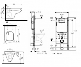 Унітаз Kolo Nova Pro Rimfree з сидінням інсталяцією Geberit Duofix Delta (3в1) і змивний клавішею Delta 50 M39018000 + 458.126.00.1 + 115.135.21.1