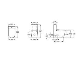 Унитаз-компакт-биде Roca Inspira In-Wash 39х68 см с крышкой и бачком сантехническая керамика белый A80306L001