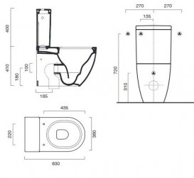Унитаз Catalano SFERA безободковый напольный моноблок комплект 1MPSFR00 + 1CMSFR00+5BASZ00+5S63STP00+Z542386