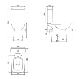 Унитаз-компакт напольный Аквародос Duru 38х62,5 см с сиденьем Slim Soft-Close фарфор белый АР000040675