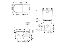 Унитаз-компакт напольный Hansgrohe EluPura Original S AquaChannel Flush 39х64 см с крышкой керамика белый 60205450