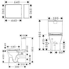 Унитаз-компакт напольный Hansgrohe EluPura Original Q AquaChannel Flush 39х64 см с крышкой керамика белый 60206450