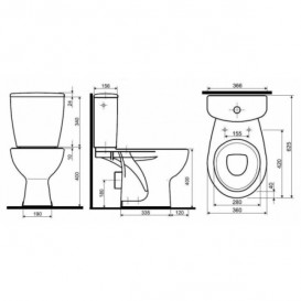 Унітаз-компакт підлоговий Kolo Rekord з бачком і сидінням білий K9901700U