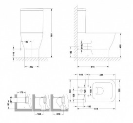 Унитаз-компакт напольный Sanwerk Emmasquare 36,5х61,5 см с крышкой керамика белый SW0003073