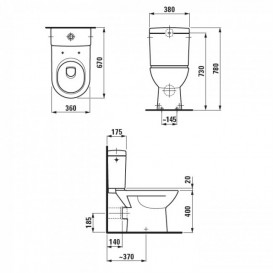 Унітаз Laufen Pro Pack 36х67 см з бачком і сидінням з кришкою білий H8679500008701