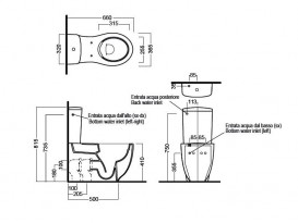 Унитаз моноблок безободковый Hatria LE FIABE 360x665 Y1E801