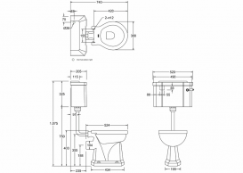 Унітаз моноблок Burlington санфарфор білий Р2