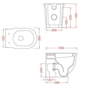 Унітаз підлоговий ArtCeram Hermitage 36х55 см чорний глянсовий HEV005 03; 00