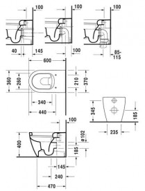 Унітаз підлоговий Duravit ME by Starck 37х60 см кераміка білий 2169090000