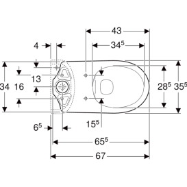 Унитаз напольный Geberit Selnova 35,5х65,5 воронкообразный Rimfree сантехнический фарфор белый 500.283.01.5