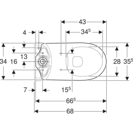 Унитаз напольный Geberit Selnova 35,5х66,5 воронкообразный Rimfree сантехнический фарфор белый 500.285.01.7