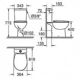 Унітаз підлоговий Grohe BauCeramic з бачком і сидінням альпін-білий 39559000
