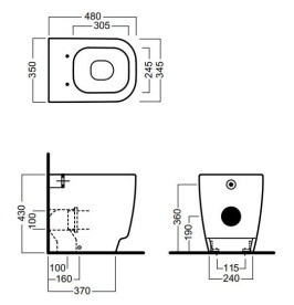 Унітаз підлоговий Hatria Fusion 48х35 см кераміка білий матовий 00YXZK01