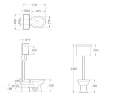 Унітаз підлоговий компакт Devit Classic 48х74 см санфаянс білий із середнім бачком і зливною трубою 3110151