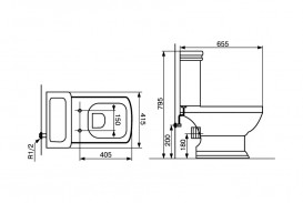 Унитаз напольный компакт с крышкой Devit Retro 41х66.5 см санфаянс белый 3010127