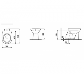Унитаз напольный Laufen Pro горизонтальный выпуск без крышки белый с покрытием LCC H8219574000001