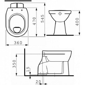 Унітаз підлоговий Laufen Pro горизонтальний випуск без кришки білий з покриттям LCC H8219594000001