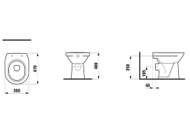 Унітаз підлоговий Laufen Pro горизонтальний випуск без кришки білий з покриттям LCC H8219584000001