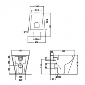 Унітаз підлоговий приставний Olympia колекція Crystal 03KR