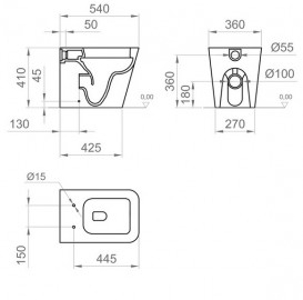 Унітаз підлоговий Ponsi Wave безободковий 36х54 см кераміка білий глянець BCWAVLVASO0003