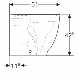 Унитаз напольный приставной Geberit Acanto Rimfree воронкообразный закрытая форма санфарфор белый 500.602.01.2