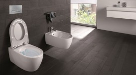 Унитаз напольный приставной Geberit Citterio Rimfree воронкообразный закрытая форма санфарфор белый 500.512.01.1