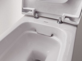 Унитаз напольный приставной Geberit iCon Square Rimfree воронкообразный закрытая форма санфарфор белый 200930000