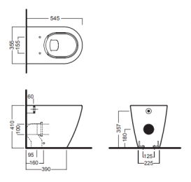 Унитаз напольный приставной Hatria Fusion RIMLESS 35.5х54 см белый Y1ZA01