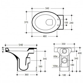 Унитаз напольный приставной Kerasan Cento без бачка и сиденья белый 351601
