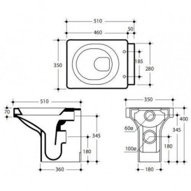 Унитаз напольный приставной Kerasan Cento в комплекте с крепежом WB5N белый 351801