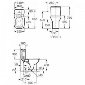 Унитаз напольный Roca Debba 35.5х65.5 см керамика белый c бачком и сиденьем Slim Soft Close A34S998000
