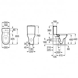Унітаз підлоговий Roca Debba Round Rimless 35х65.5 см кераміка білий A34299P000