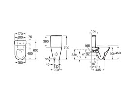 	Чаша унитазу-компакту Roca Gap Round Rimless 35х60 см сантехнічна кераміка білий A3420N7000