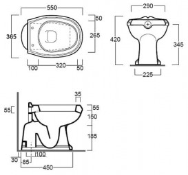 Унитаз напольный Simas Arcade 36,5х55 см фаянс белый AR 801