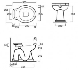 Унітаз підлоговий Simas Londra 36,5х50,5 см вертикальний випуск фаянс білий LO 901