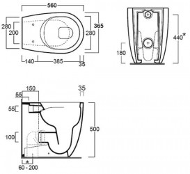 Унітаз підлоговий Simas Vignoni 36,5х56 см фаянс білий VI 21