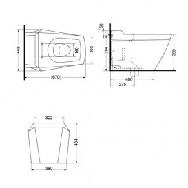 Унитаз напольный TOTO Jewelhex без сиденья белый CW681PB